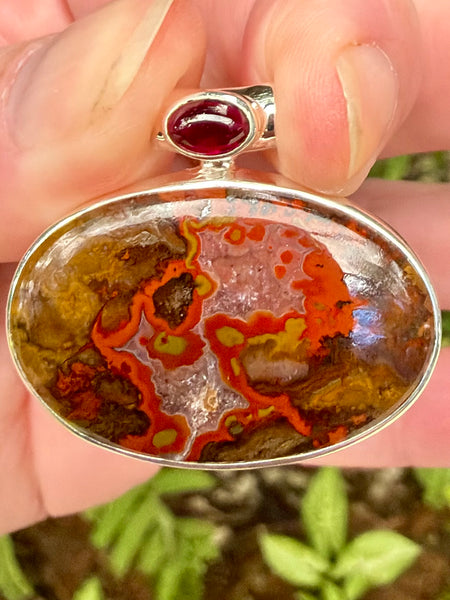 Beautiful Red Seam Agate and Garnet Pendant - Morganna’s Treasures