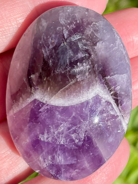 Medium Chevron Amethyst Palm Stone - Morganna’s Treasures 