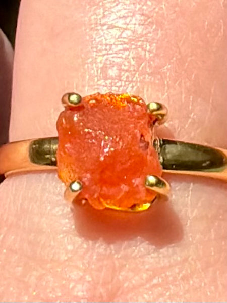 18K Gold over Sterling Silver Mexican Fire Opal Ring Size 9.5 - Morganna’s Treasures