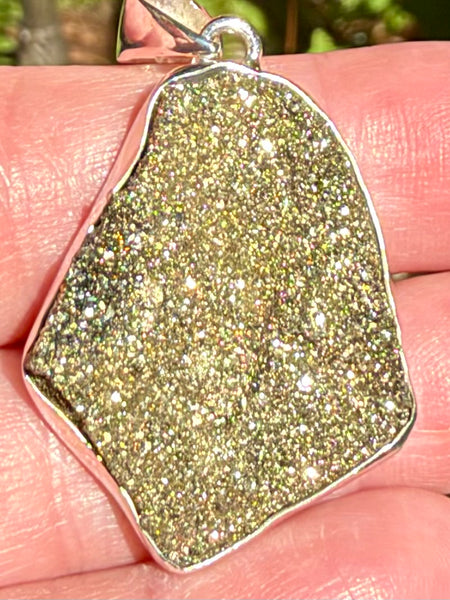 Rainbow Pyrite Druzy Pendant
