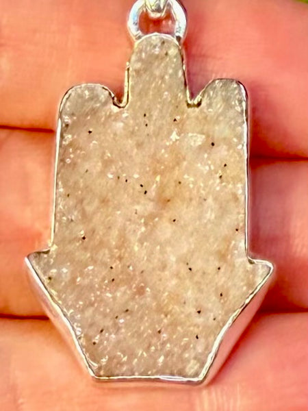 Natural Agate Druzy Hamsa Hand Pendant - Morganna’s Treasures