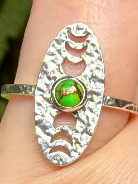 Green Copper Turquoise Phases of the Moon Ring Size 7.5 - Morganna’s Treasures