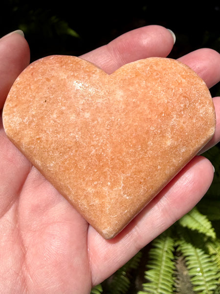 Large Rough Orange Calcite Carved Heart