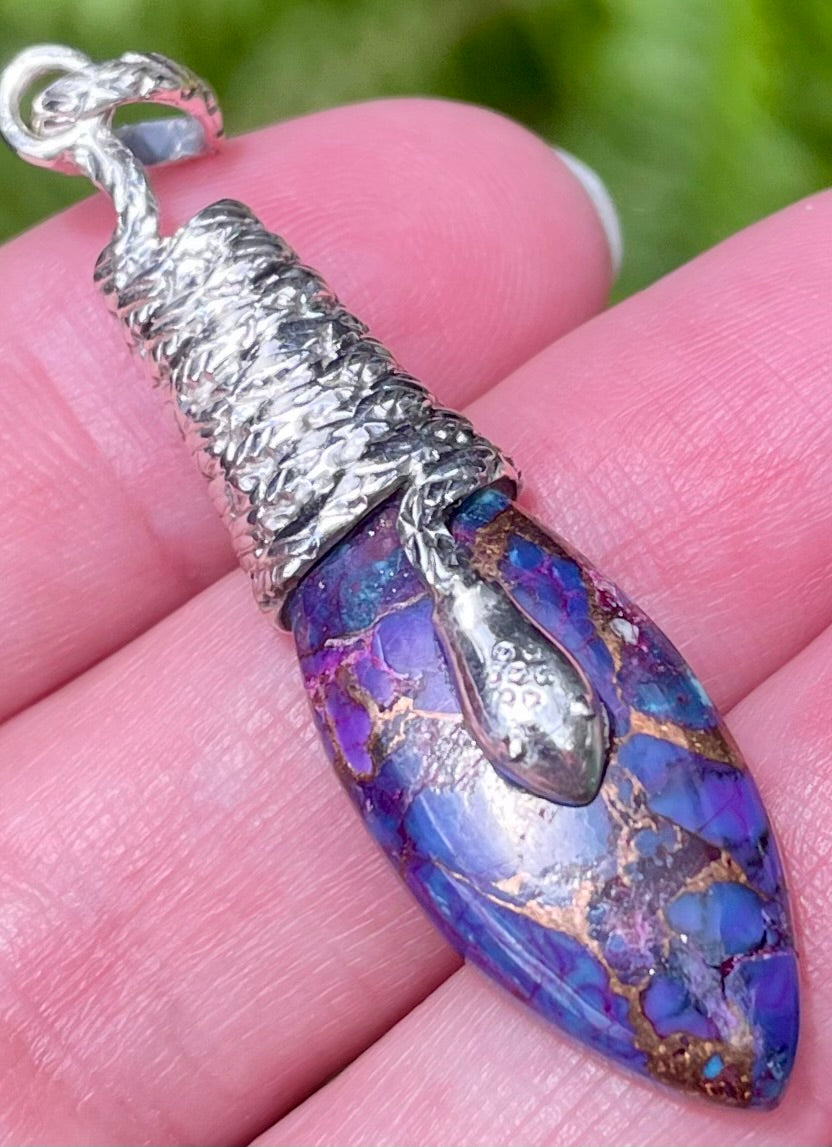 Purple Copper Turquoise Snake Pendant - Morganna’s Treasures 