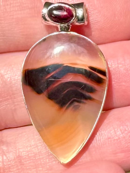 Beautiful Montana Agate and Garnet Pendant