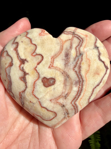 Large Red Calcite Carved Heart with heart