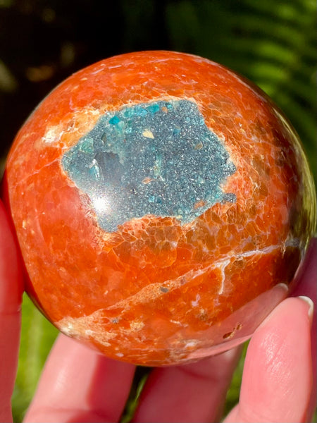 RARE Orange Calcite and Blue Apatite Sphere