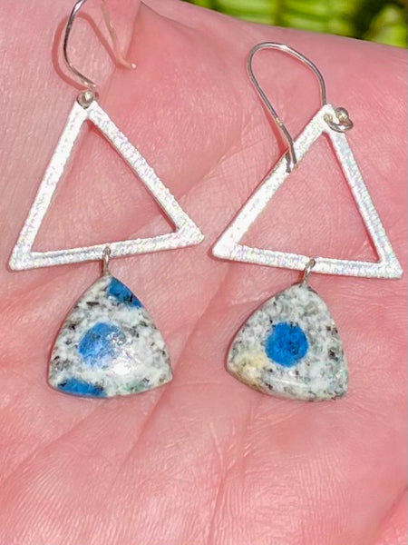 K2 Azurite Triangle Earrings - Morganna’s Treasures