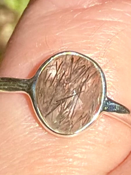 Faceted Tourmalinated Quartz Ring Size 6.5