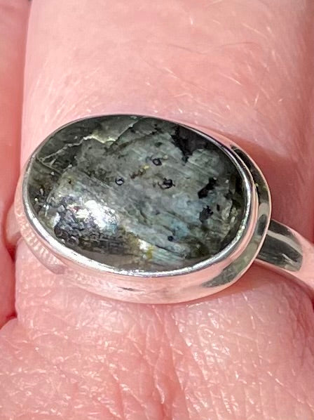 Larvikite (Black Moonstone) Ring Size 10 - Morganna’s Treasures