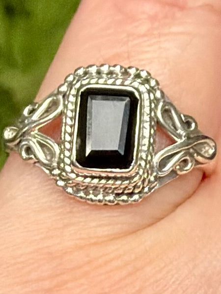 Faceted Black Onyx Ring Size 8 - Morganna’s Treasures