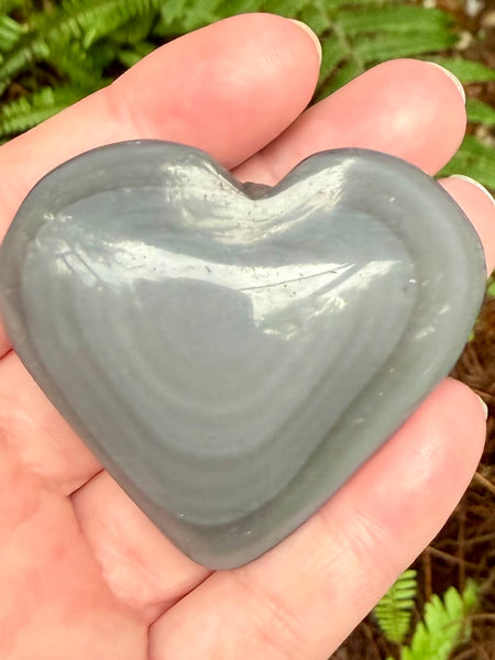 Gray Obsidian Heart Palm Stone