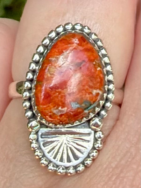 Orange Coral Ring Size 8