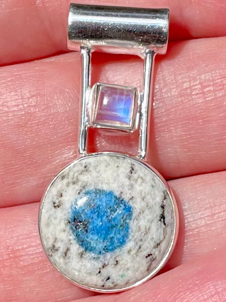 K2 Azurite and Rainbow Moonstone Pendant - Morganna’s Treasures