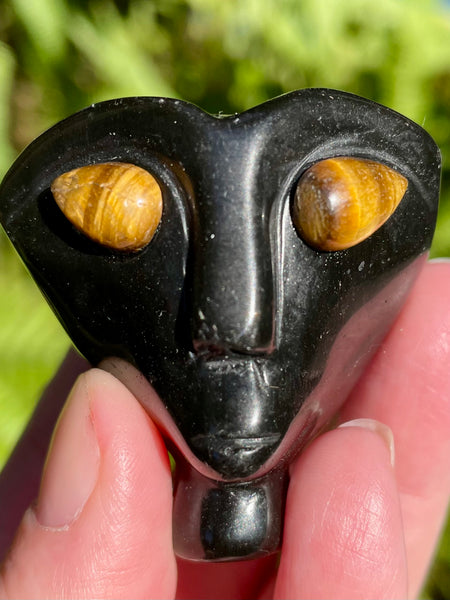 Small Black Obsidian and Tigers Eye Alien - Morganna’s Treasures