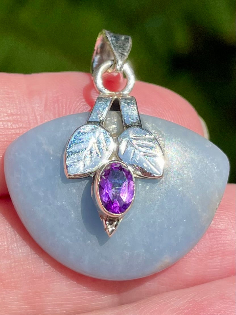 Angelite and Amethyst Pendant - Morganna’s Treasures 