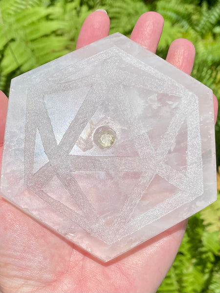 Clear Quartz and Citrine Sacred Geometry Charging Plate - Morganna’s Treasures