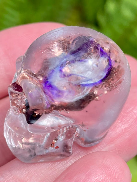 Small Sugilite , Clear Quartz & Copper Orgonite Skull - Morganna’s Treasures 