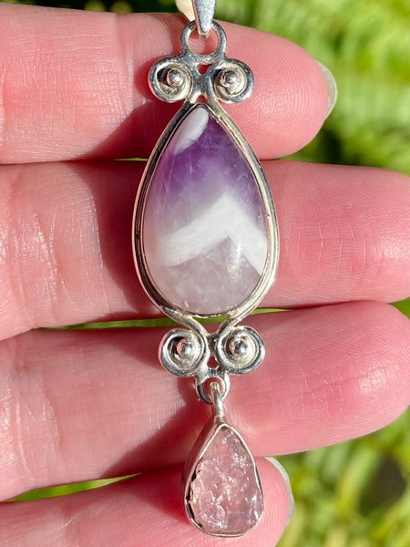 Chevron Amethyst and Morganite Pendant - Morganna’s Treasures 