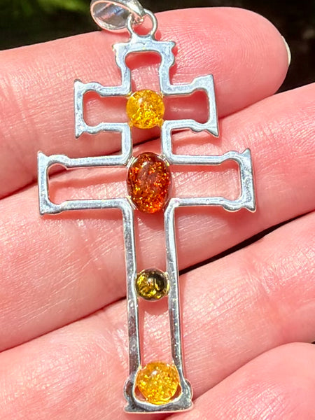 Gorgeous Baltic Amber Cross Pendant