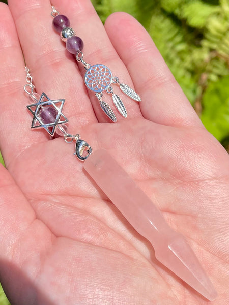 Rose Quartz and Amethyst Pendulum - Morganna’s Treasures 