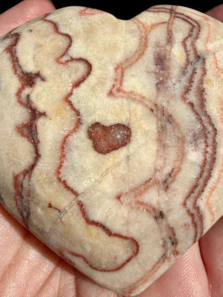 Large Red Calcite Carved Heart with heart