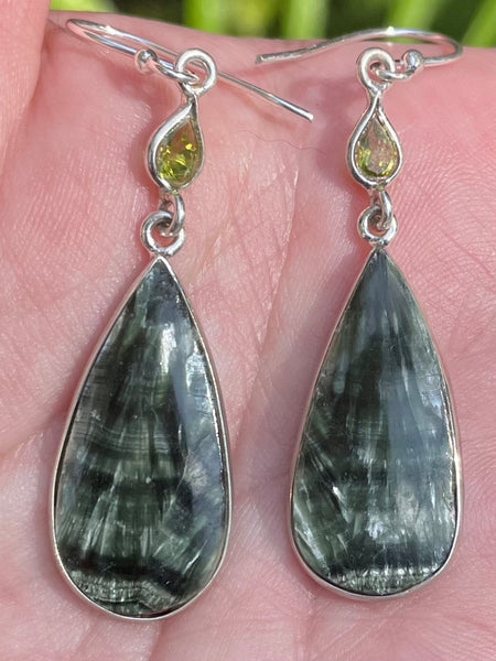 Green Seraphinite and Peridot Earrings - Morganna’s Treasures 
