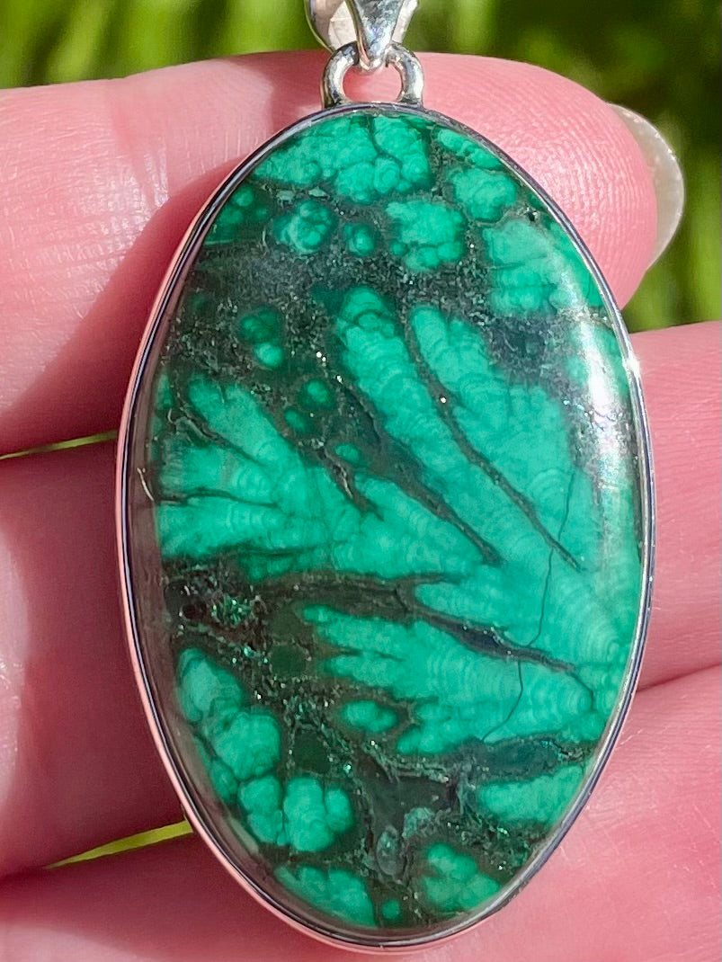 Beautiful Feather Malachite Pendant - Morganna’s Treasures 