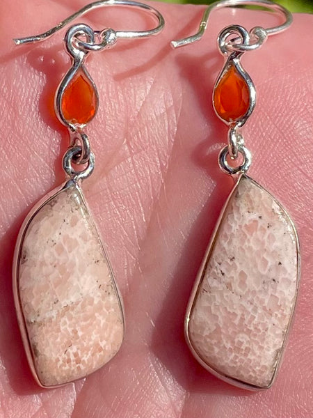 Orange Scolecite and Carnelian Earrings - Morganna’s Treasures 