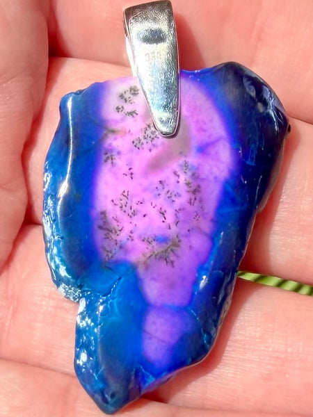 Treated Purple Dendritic Opal Pendant