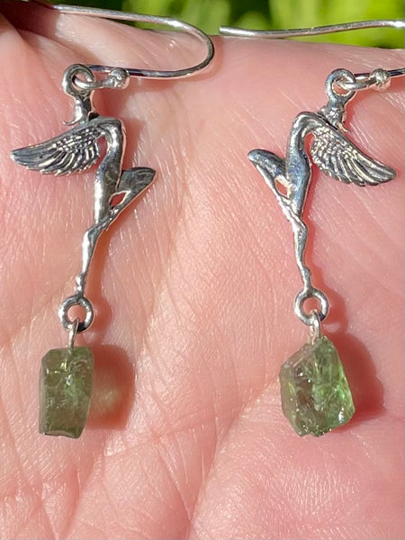 Rough Green Apatite Fairy Earrings