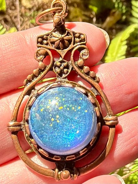 Azurite, Aquamarine, Selenite, Moonstone and Aluminum Orgonite Pendant - Morganna’s Treasures