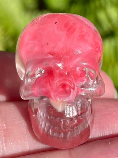 Small Rhodochrosite, Clear Quartz & Copper Orgonite Skull - Morganna’s Treasures 