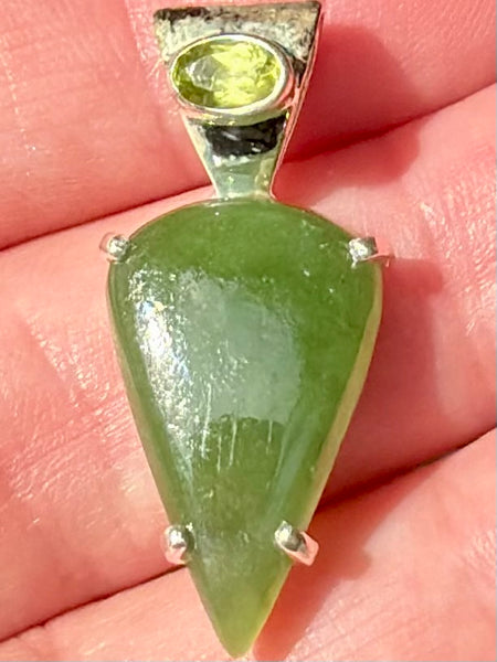Nephrite Jade and Peridot Pendant