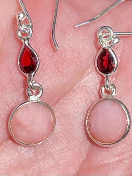 Peruvian Pink Opal and Garnet Earrings - Morganna’s Treasures 