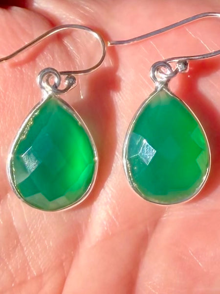 Faceted Green Onyx Earrings