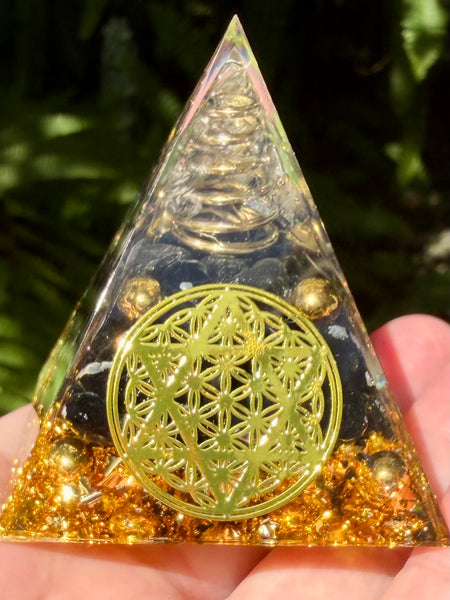 Small Black Tourmaline Orgonite Crystal Pyramid