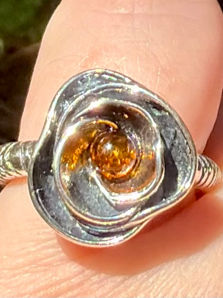 Baltic Amber Rose Ring Size 5.5