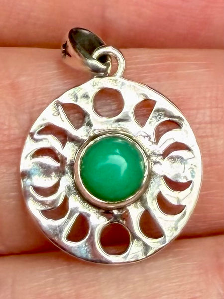 Chrysoprase Phases of the Moon Pendant