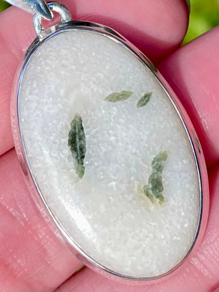 Green Tourmaline in Quartz Pendant