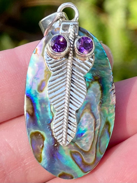 Mermaids Dream Abalone Shell and Amethyst Pendant - Morganna’s Treasures