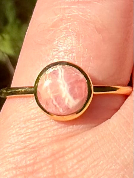 18K Gold over Sterling Silver Rhodochrosite Ring Size 7.5