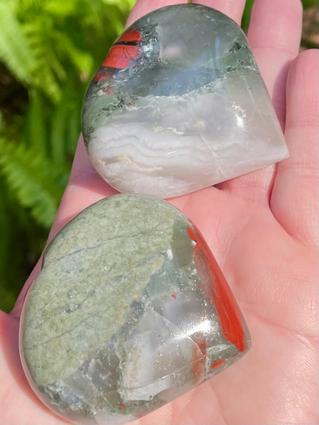 African Bloodstone Heart Palm Stone - Morganna’s Treasures