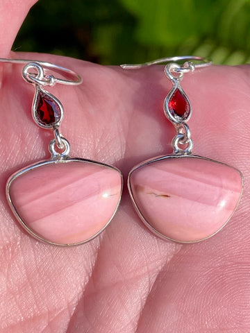 Australian Pink Opal and Garnet Earrings - Morganna’s Treasures 