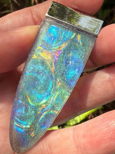 "Healer" Labradorite, Rainbow Hematite, Emerald, Thulite, Bloodstone, Aluminum & Quartz Orgonite Pendant - Morganna’s Treasures