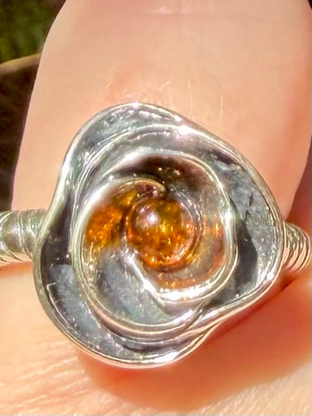 Baltic Amber Rose Ring Size 5.5