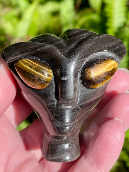 Silver Sheen Obsidian and Tigers Eye Alien - Morganna’s Treasures
