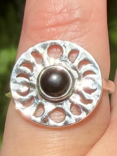 Black Onyx Phases of the Moon Ring Size 6