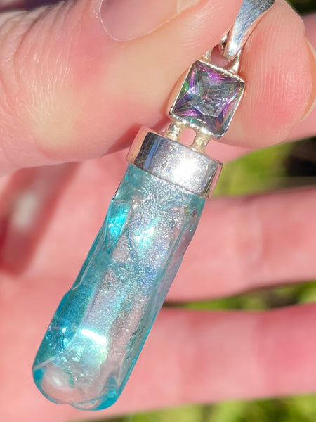 Aqua Aura Quartz and Mystic Topaz Pendant