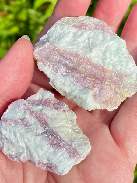 Rough Pink Tourmaline Palm Stone - Morganna’s Treasures 